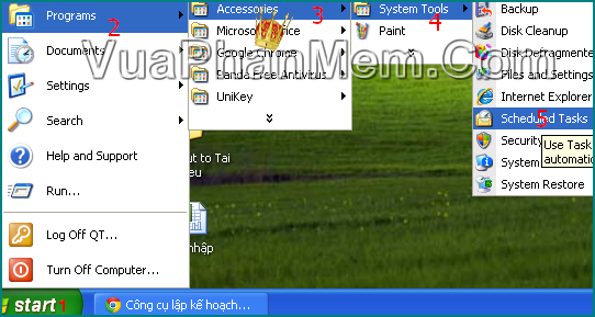 Cách vào tasks của Windows